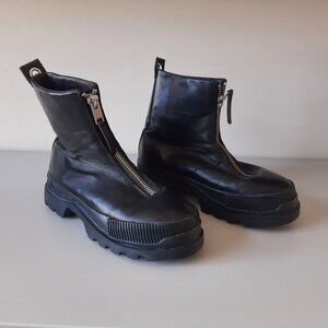 DIESEL - Black Front-zip Ankle Boots - H-Vaiont-Chz - Men's 9 US